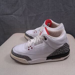 %Jordan 3 Retro Nike Air White Cement Grey Fire Red Black 7Y / AJ27